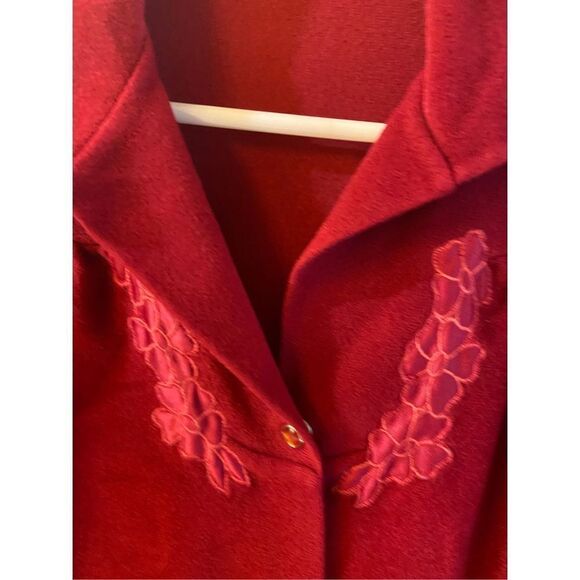 Vanity Fair outlet maxi robe vtg USA snap buttons small S deep red Dacron Poly - Picture 2 of 8